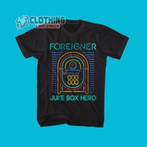 Foreigner Rock Band Shirt, Foreigner Neon Juke Box Hero Men’S T Shirt, Vintage Rock Band Album Concert Tour Tee Merch