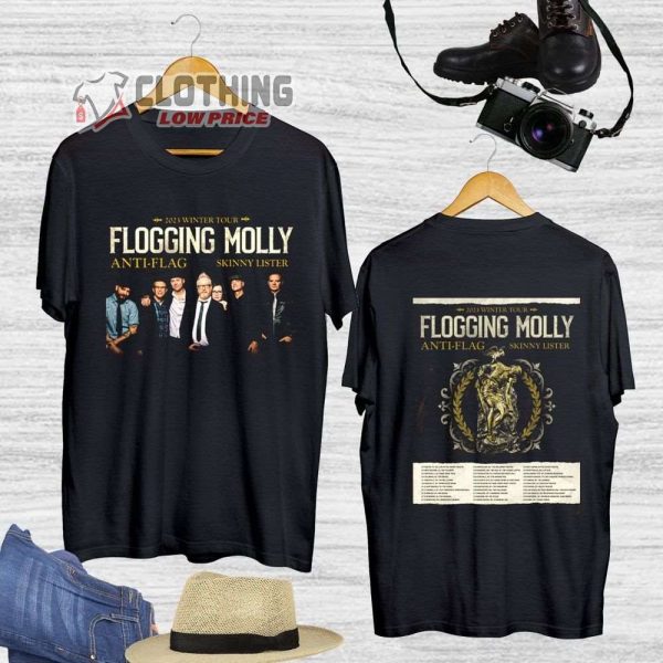 2023 Winter Tour Flogging Molly With Dates Merch, Flogging Molly Tour 2023 Shirt Flogging Molly Band Anti-Flag Skinny Lister T-Shirt