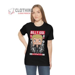 Billy Idol Cartoon Comicbook Pop T-Shirt, Billy Idol World Tour Shirt