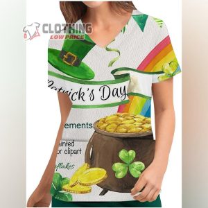 Blouse Tee For Lady Fall Summer Comfort Colors 2023 Clothing Short Sleeve V Neck Graphic Work Scrub Tee, Holidays In March 2023 Tee, St Patricks Day Shirts
