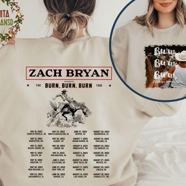 Burn Burn Burn Tour 2023 American Heartbreak Album Cover Merch Zach Bryan Tour 2023 With Dates T-Shirt