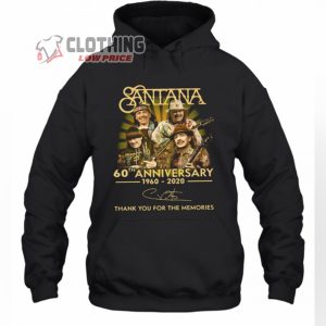 Carlos Santana Tour 2023 Shirt, Santana 60th Anniversary 1960-2020 Thank You For The Memories T-shirt Unisex Hoodie, Santana Electric Guitar Gift