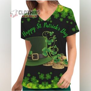 Charella Fall Short Sleeve Top Tee For Women Clothing V Neck Graphic Office Scrub Uniform St. Patrick’s Day, St Patricks Day Decor Shirt, St Patricks 2023 Gift