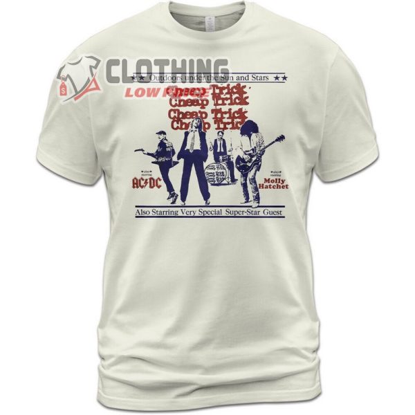 Cheap Trick Concert Under The Sun And Stars With Ac-Dc T-Shirt, Cheap Trick Band Tour Setlist Merch