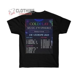 Coldplay Music Of The Spheres World Tour Shirt, Coldplay Tour 2023 Uk Price Shirt, Coldplay Tour 2023 Europe Shirt