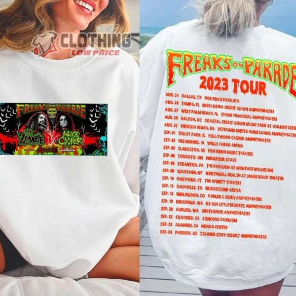 Freaks On Parade Tour 2023 Merch Rob Zombie 2023 Shirt Rob Zombie & Alice Cooper Freaks On Parade Tour 2023 Tickets T-Shirt