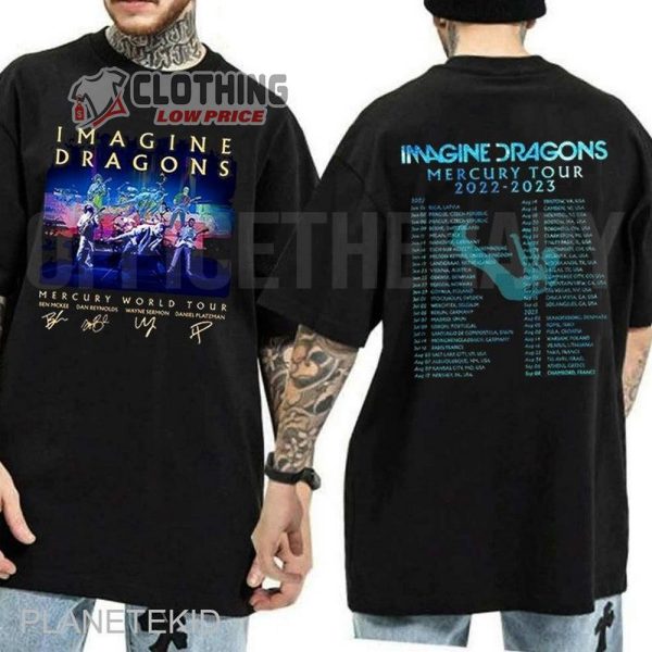 Imagine Dragons Mercury Tour Dates 2023 Unisex T-Shirt, Imagine Dragons World Tour 2023 Shirt, Imagine Dragons Rock Music Band Tee