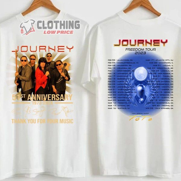 Journey 51Th Anniversary 2024 Tour Merch Freedom Tour 2023 Journey 2023 Tour Shirt Journey Rock Tour 2023 T-Shirt