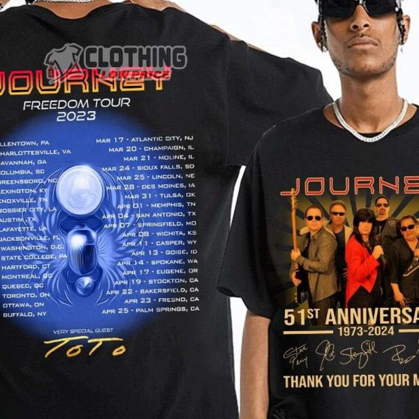 Journey 51Th Anniversary 2024 Tour Merch Freedom Tour 2023 Journey 2023 Tour Shirt Journey Rock Tour 2023 T-Shirt