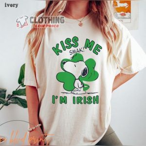 Kiss Me IM Irish T Shirt Snoopy St PattyS Day Shirt Charlie Brown Shirt Snoopy Feeling Luck St PatrickS Day Tshirt 1