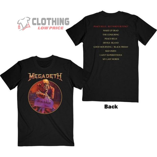 Megadeth Adult T-shirt, Peace Sells Track List Megadeth T- Shirt, Official Licensed Design Megadeth Funko Pop T- Shirt