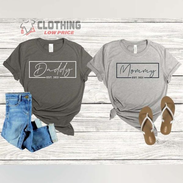 Mom And Dad Est. T- Shirt, Mom And Dad Shirts, Pregnancy Announcement Shirts, Mother Day 2023 Date T- Shirt, Mom Gift Shirt, Wife Gift Shirt