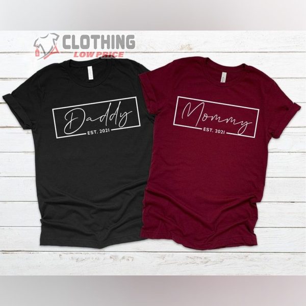 Mom And Dad Est. T- Shirt, Mom And Dad Shirts, Pregnancy Announcement Shirts, Mother Day 2023 Date T- Shirt, Mom Gift Shirt, Wife Gift Shirt