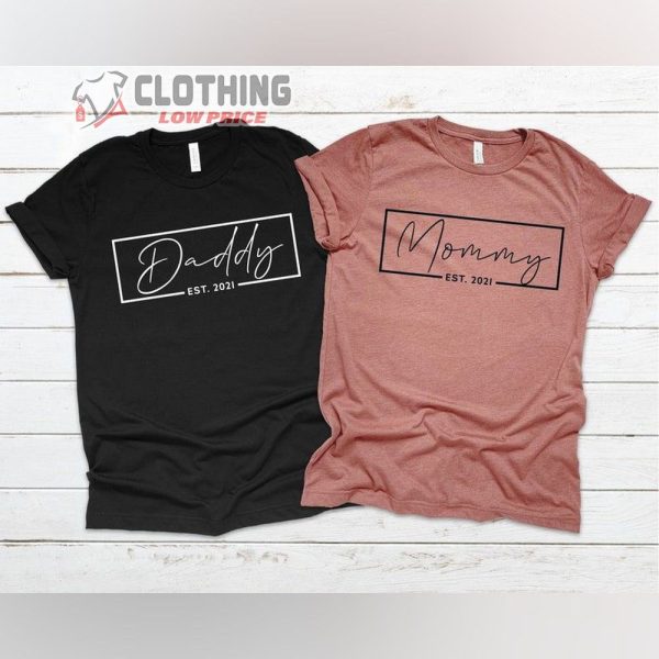 Mom And Dad Est. T- Shirt, Mom And Dad Shirts, Pregnancy Announcement Shirts, Mother Day 2023 Date T- Shirt, Mom Gift Shirt, Wife Gift Shirt