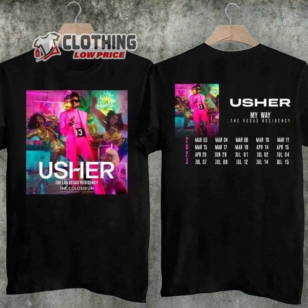 Usher Music Concert 2023 Merch 2023 Usher My Way The Vegas Residency Tour Shirt, Usher Music Tour Concert 2023 T-Shirt