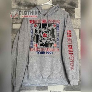 Vintage Red Hot Chili Peppers 3D Hoodie, Red Hot Chili Peppers Tour Hoodie Shirt