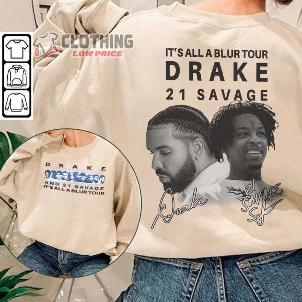 21 Savage Vintage Sweatshirt, Drake It’s All A Blur Tour 2023 Shirt, Drake Rap Tour Vintage 90S Retro Graphic Tee