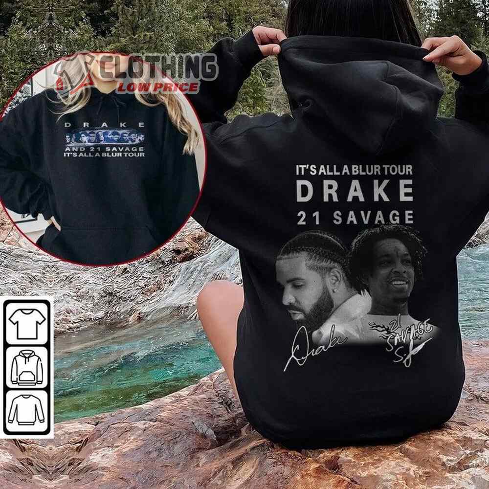 21 Savage Vintage Sweatshirt, Drake It's All A Blur Tour 2023 Shirt, Drake Rap Tour Vintage 90S Retro Graphic Tee