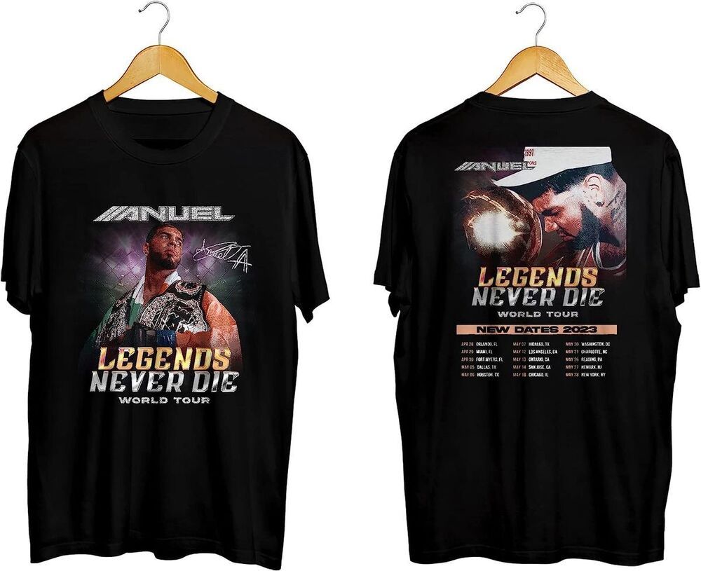 Anuel AA Legend Never Die World Tour New Dates 2023 Merch, Anuel AA World Tour 2023 Signature T-Shirt