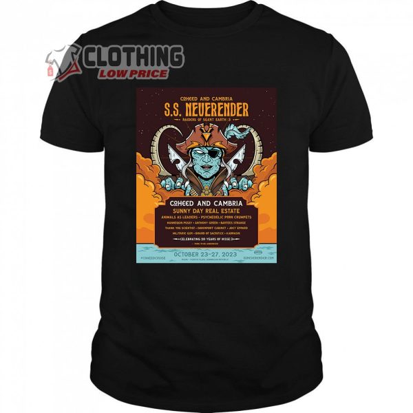 Coheed And Cambria 2023 S.S Neverender Cruise Lineup Merch, Coheed And Cambria 2023 S.S Neverender Raiders Of Silent Earth 3 T-Shirt