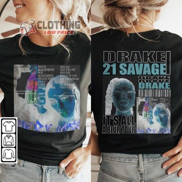 Drake Her Loss Merch, 21 Savage Tour 2023 Vintage Sweatshirt, Drake Rap Tour Unisex 2 Sided Hoodie