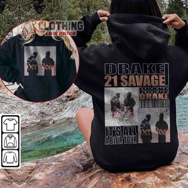 Drake It’s All A Blur Her Loss 2023 Merch, Drake And 21 Savage Vintage Sweatshirt, Vintage 90S Retro Drake Rap Tour Unisex Hoodie