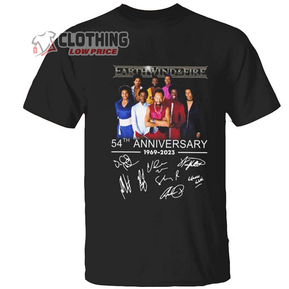Earth Wind & Fire 54th Anniversary 1969-2023 Merch, Earth Wind & Fire World Tour Signatures T-Shirt