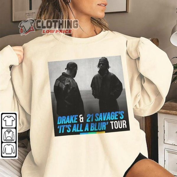 It’s All A Blur Tour 2023 Drake Merch, Vintage Drake And 21 Savage Sweatshirt, Drake Tour Unisex Hoodie
