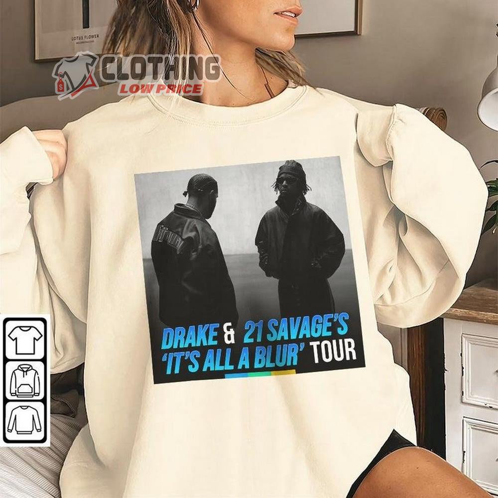 It's All A Blur Tour 2023 Drake Merch, Vintage Drake And 21 Savage Sweatshirt, Drake Tour Unisex Hoodie