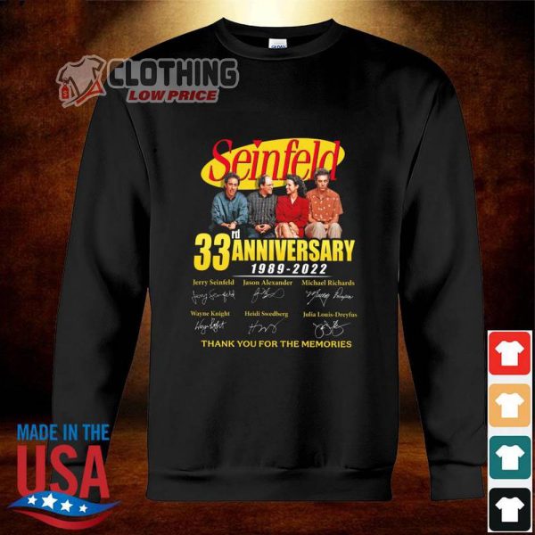 Jerry Seinfeld Tour 2023 Shirt, Official Seinfeld 33rd Anniversary 1989-2022 Thank You For The Memories Signatures Shirt Hoodied, Jerry Seinfeld Jew Joke Shirt