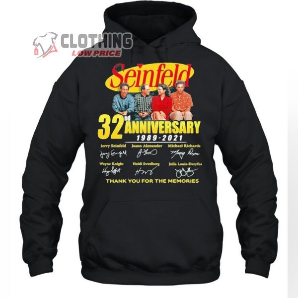 Jerry Seinfeld Tour 2023 Shirt, Seinfeld 32nd Anniversary 1989-2021 Thank You For The Memories Signature Unisex Hoodie, Jerry Seinfeld Jacksonville Gift For Fan