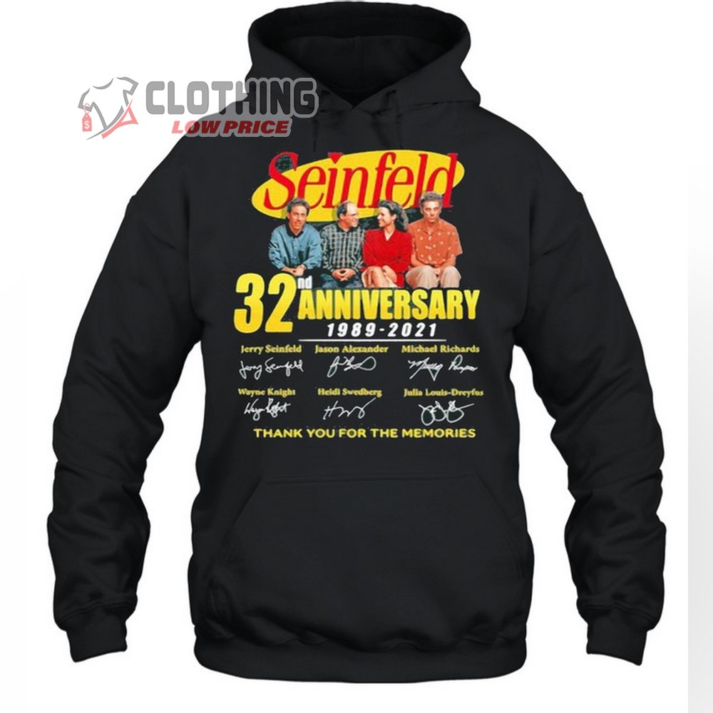 Jerry Seinfeld Tour 2023 Shirt, Seinfeld 32nd Anniversary 1989-2021 Thank You For The Memories Signature Unisex Hoodie, Jerry Seinfeld Jacksonville Gift For Fan