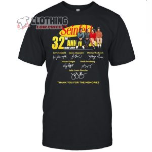 Jerry Seinfeld Tour 2023 Shirt Seinfeld 32nd Anniversary 1989 2021 Thank You For The Memories Signature Unisex Hoodie Jerry Seinfeld Jacksonville Gift For Fan 2