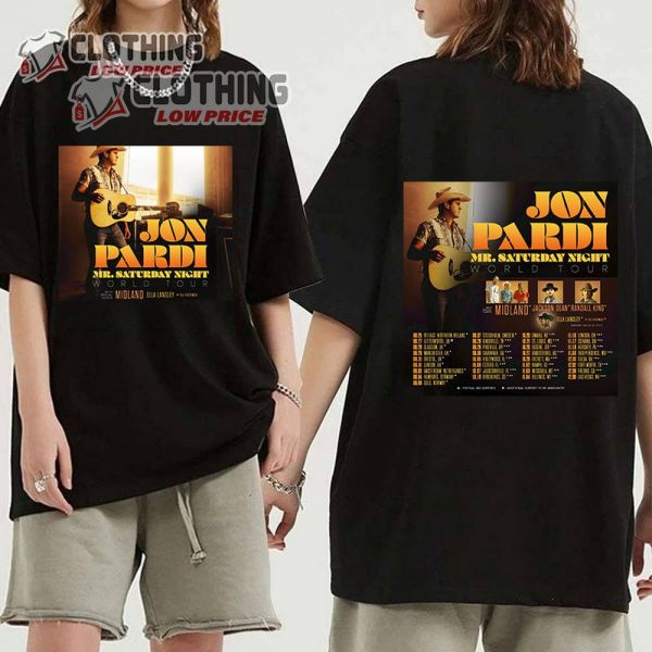 Jon Pardi Mr.Saturday Night World Tour 2023 Merch, Jon Pardi World Tour 2023 Setlist T-Shirt