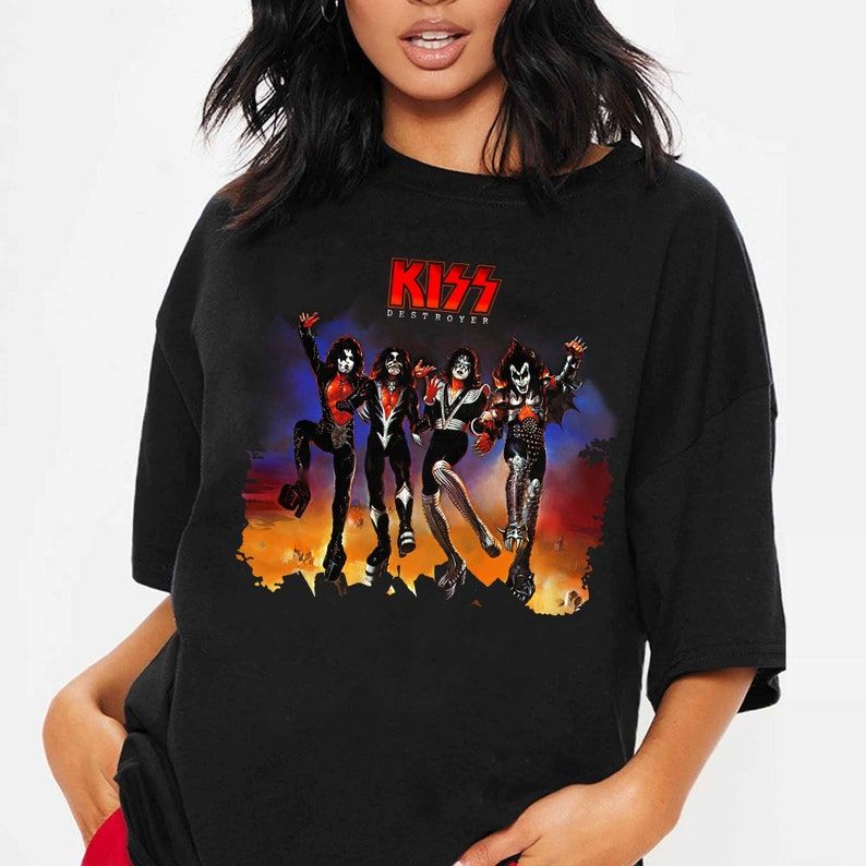 Kiss Rock Band Merch, Kiss Destroyer Gene Simmons Shirt, Rock Music Shirt, Rock Band Tshirt - ClothingLowPrice