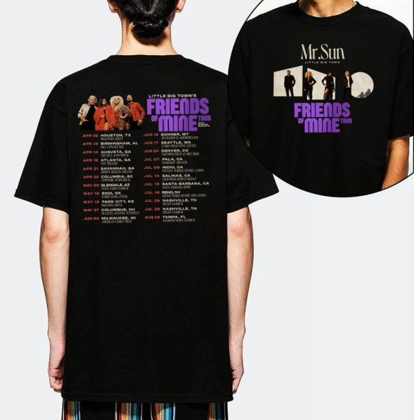 Mr.Sun Little Big Town’s Friends Of Mine Tour 2023 Merch, Little Big Town’s Friends Of Mine Tour Setlist T-Shirt