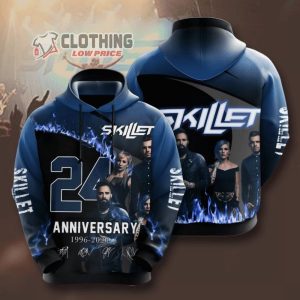 Skillet Tour 2023 Setlist Sweatshirt, Skillet Concert Europe Hoodie, Skillet 1996-2020 Signature Design Gift For Fan Custom 3d All Over Printed Hoodie
