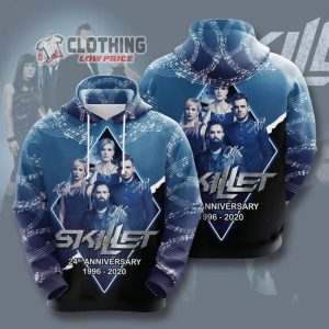 Skillet Tour 2023 Setlist Sweatshirt, Skillet Concert Europe Hoodie, Skillet 24th Anniversary 1996 2021 Signature Design Gift For Fan Custom 3d All Over Printed Hoodie