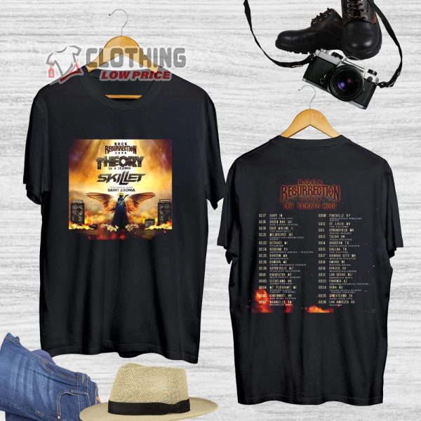 Skillet Tour 2023 T- Shirt, Rock Resurrection Tour Theory Of A Deadman Skillet Shirt, Rock Resurrection Tour Skillet Tour Shirt, Skillet Live Merch