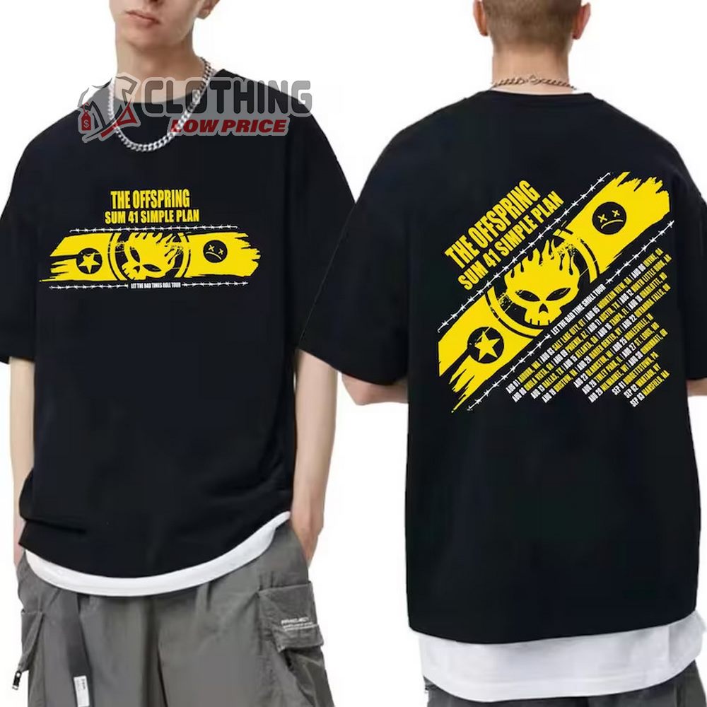 The Offspring Sum 41 Simple Plan Merch, The Offspring Let The Bad Times Roll Tour 2023 T-Shirt