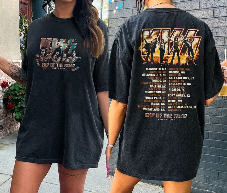 Kiss End Of The Road World Tour Vintage Style Band Tee Back Graphics Hoodie  Unisex - TourBandTees