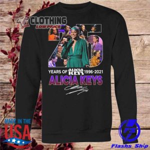 Alicia Keys Tour 2023 T- Shirt, 25 Years Of Alicia Keys 1996 2021 Thank You For The Memories Signature Sweatshirt, Alicia Keys Concert Tickets Merch