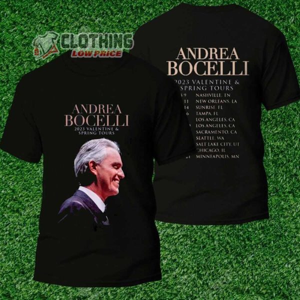 Andrea Bocelli 2023 Valentine And Spring Tour Dates Merch, Andrea Bocelli Tour 2023 Tickets T-Shirt