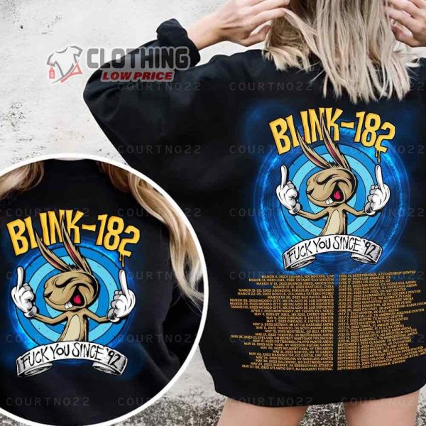 Blink-182 Blink 182 Fuck You Since 92 Merch, Blink-182 World Tour 2023-2024 Setlist T-Shirt