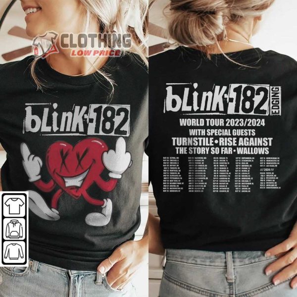 Blink-182 Tour 2023 Concert Merch, Blink-182 Music World Tour 2023-2024 With Special Guests T-Shirt