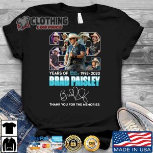 Brad Paisley Tour 2023 Shirt, Brad Paisley 22 Years Of 1998- 2020 Thank You For The Memories Signature Shirt Shirt, Brad Paisley Easter Song Merch