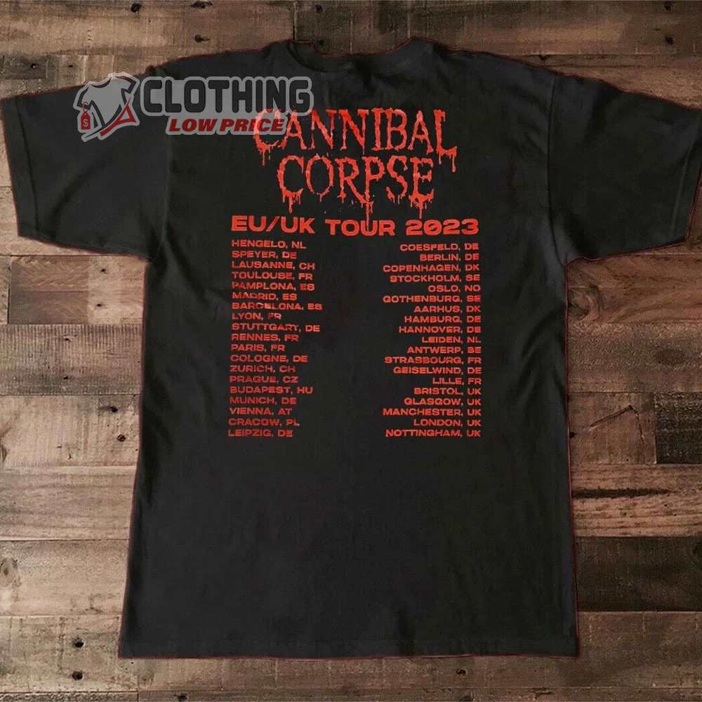 Cannibal Corpse EU UK Tour 2023 Merch, Cannibal Corpse Tour 2023 Shirt, Cannibal Corpse Metal Band 2023 Music Tour Dates T-Shirt