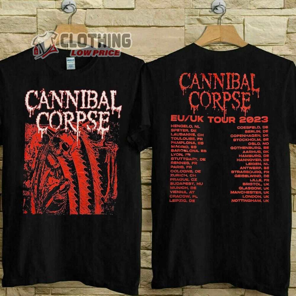 Cannibal Corpse EU UK Tour 2023 Merch, Cannibal Corpse Tour 2023 Shirt, Cannibal Corpse Metal Band 2023 Music Tour Dates T-Shirt