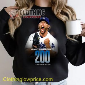Clayton Kershaw 200 Career Wins Shirt, Kershaw Strikeout Record Mets Dodgers Hoodie
