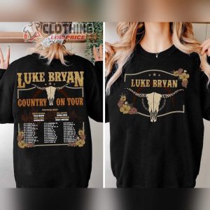Country On Tour 2023 Merch, Luke Bryan Music Concert Double Sides Shirt